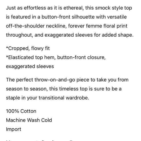 Free people James smock top crop xs - Picture 5 of 9